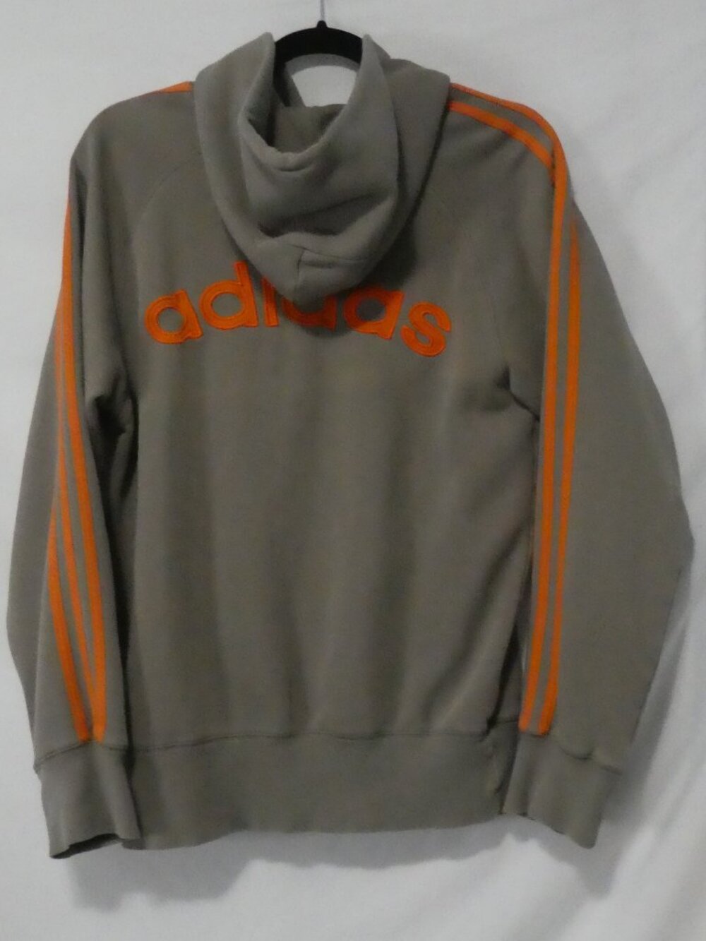 Vintage Y2K ADIDAS Pullover Hoodie Orange 3-Stripes Back Adidas Print - Large - Picture 7 of 16